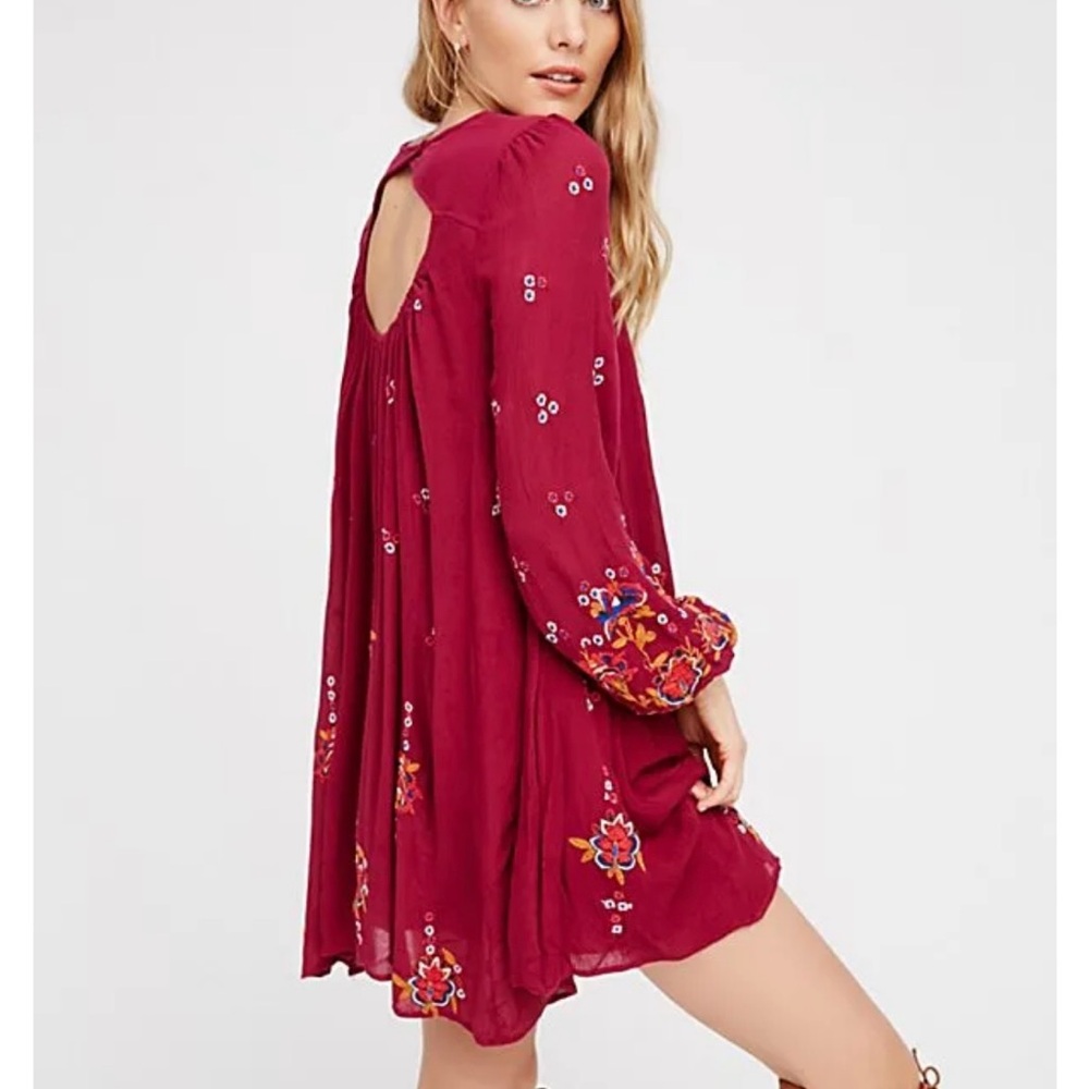 Free People Floral Burgundy Mini Dress